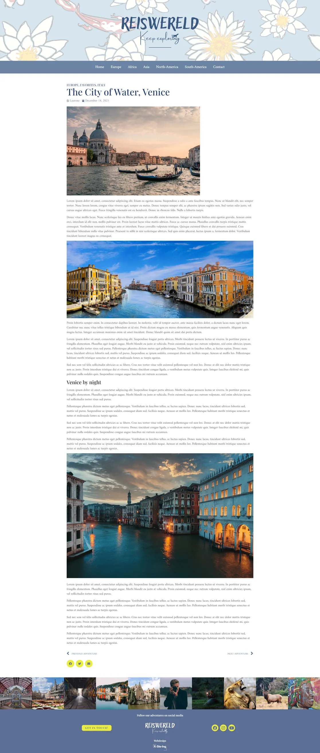 Volledige pagina van de blogpost ‘The City of Water, Venice’ op Reiswereld
