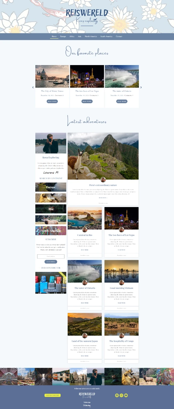 Volledige startpagina van Reiswereld