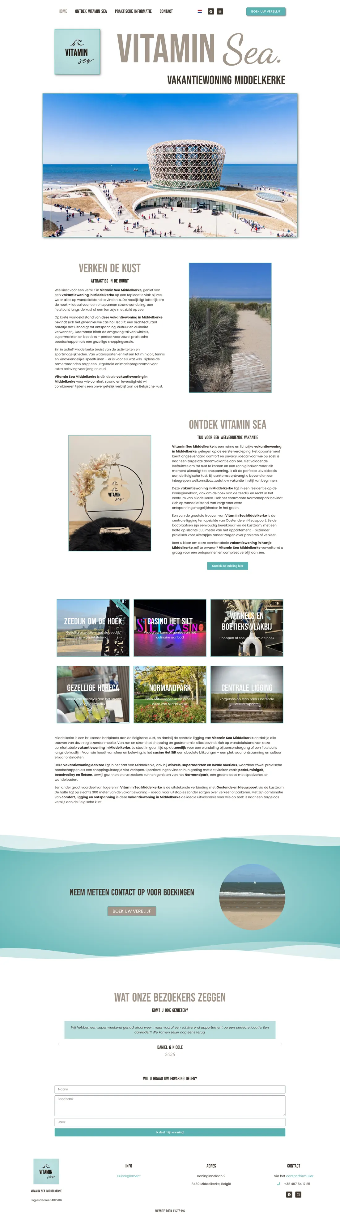 Volledige startpagina van de nieuwe website van Vitamin Sea